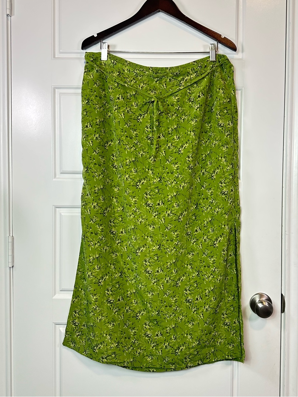 Vintage Y2K Venezia Jeans Ditsy Floral Green Double Slit Maxi Skirt Size 14/16 - Picture 10 of 10